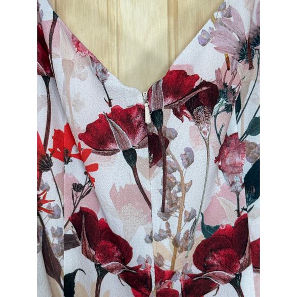 Black Halo Cold Shoulder Sheath Floral Dress Size 6 Lined Zip Back Elegant - Picture 8 of 10